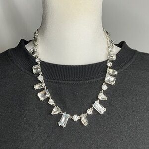 Guess Silver Tone Necklace with Clear Crystals